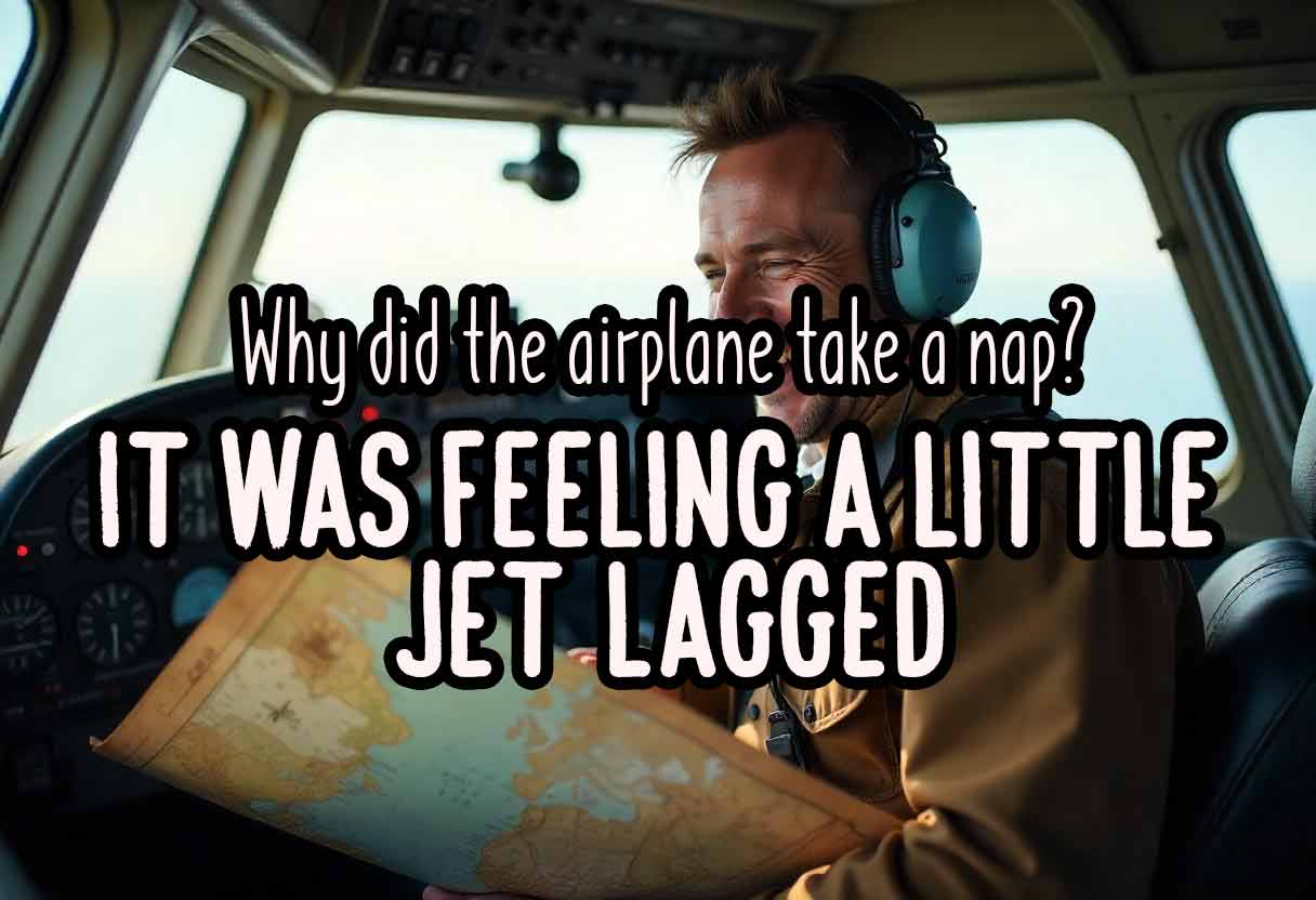 A pilot laughing while holding a map upside down.