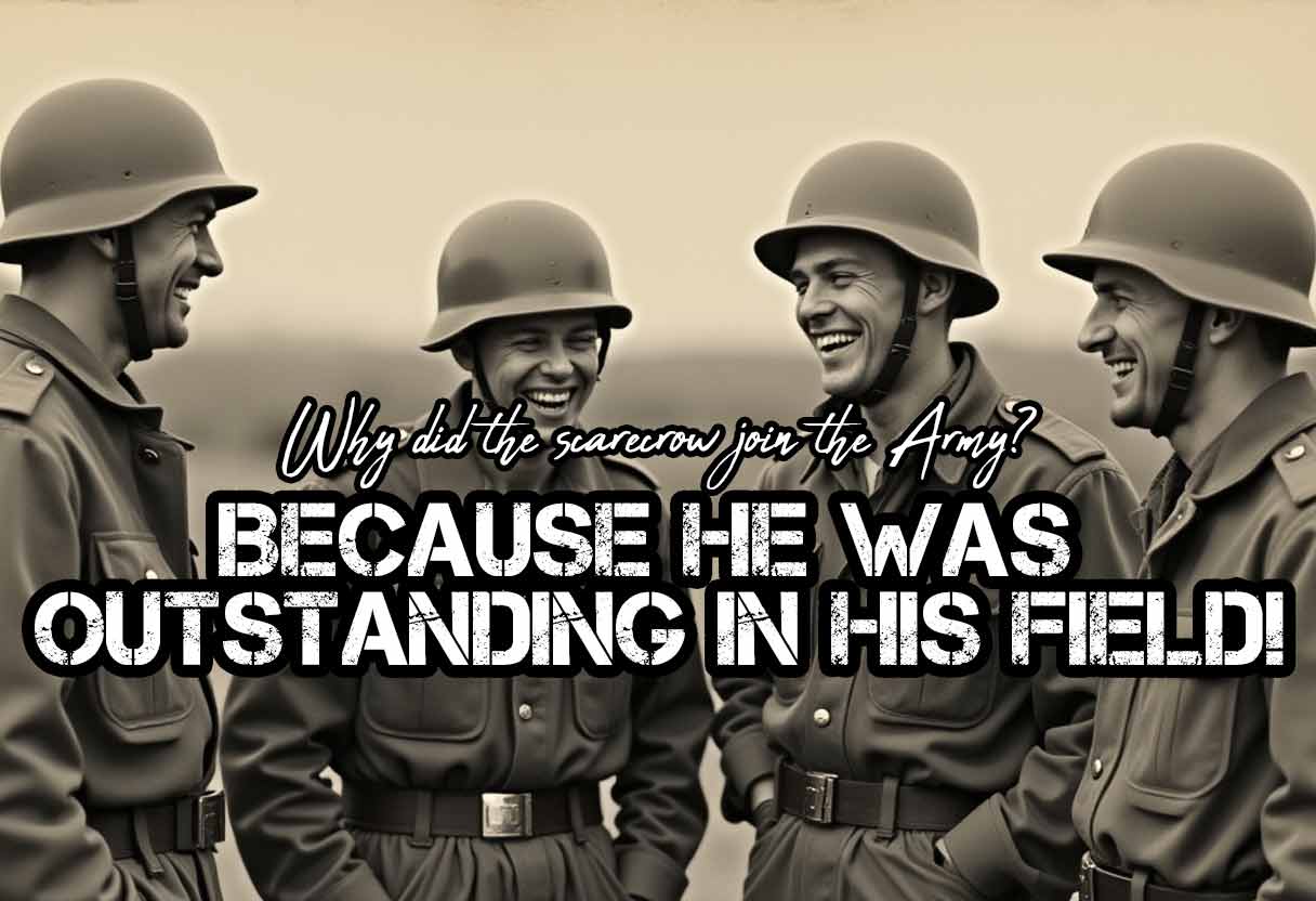 A vintage photo of soldiers sharing a laugh.