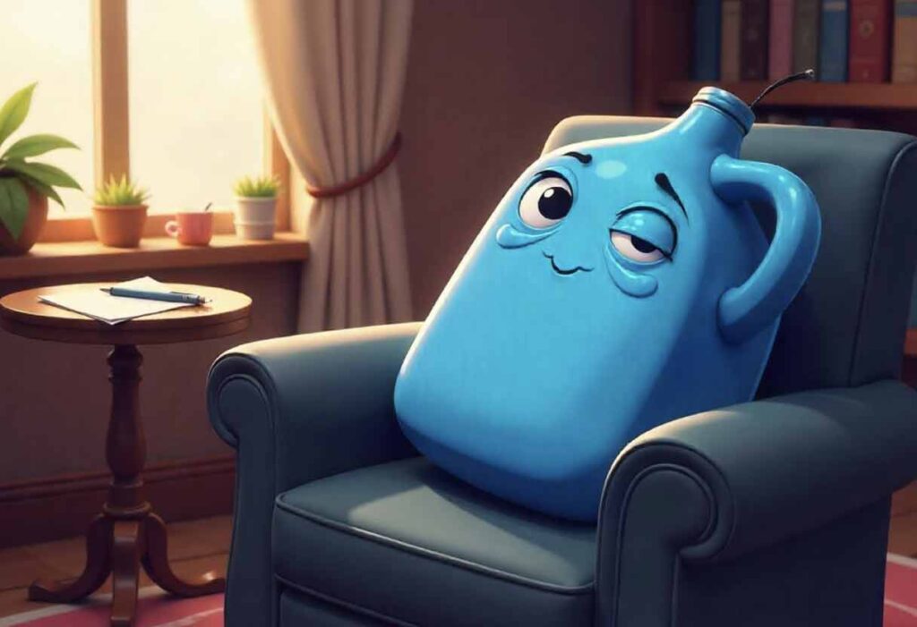 Funny image of a Chug Jug as the patient in therapy