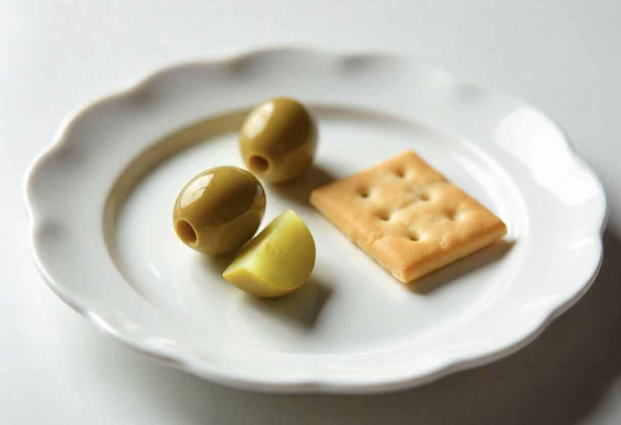 Funny aesthetic plate with minimal food