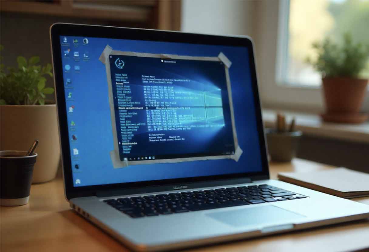 Laptop with a “Blue Screen of Death” prank sticker